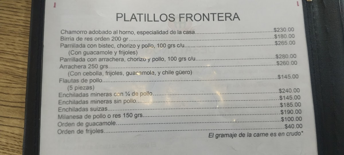 Restaurante Frontera Menu - Image 2
